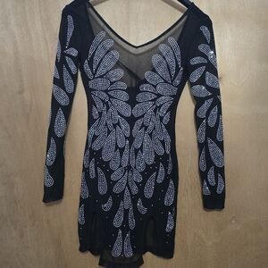Elegant Black and Silver Embellished Dress/,top